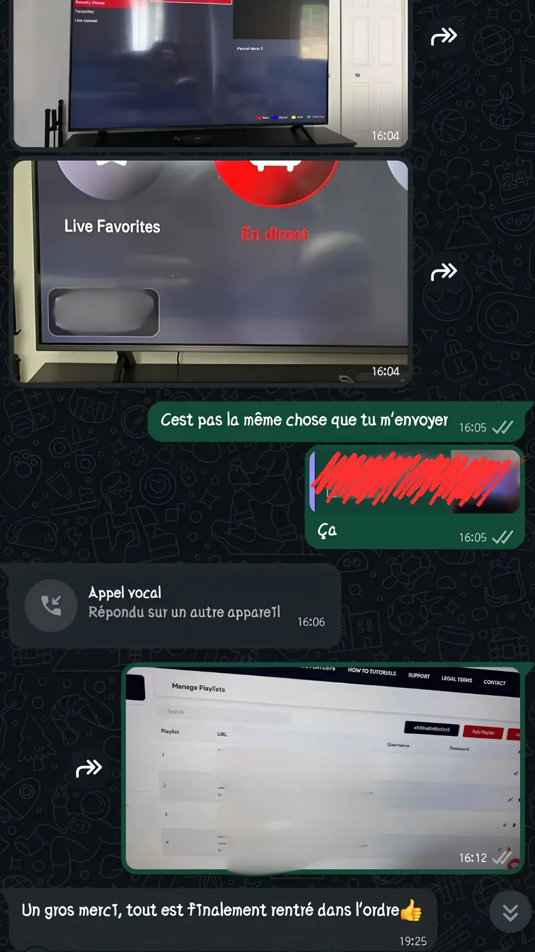 Ontario IPTV customer support conversation screenshot
